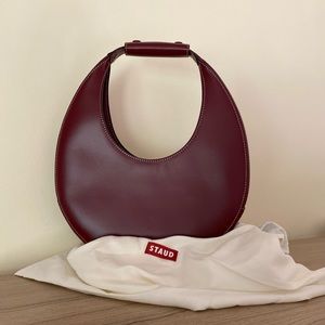 STAUD Maroon Red Moon Bag Raspberry medium size